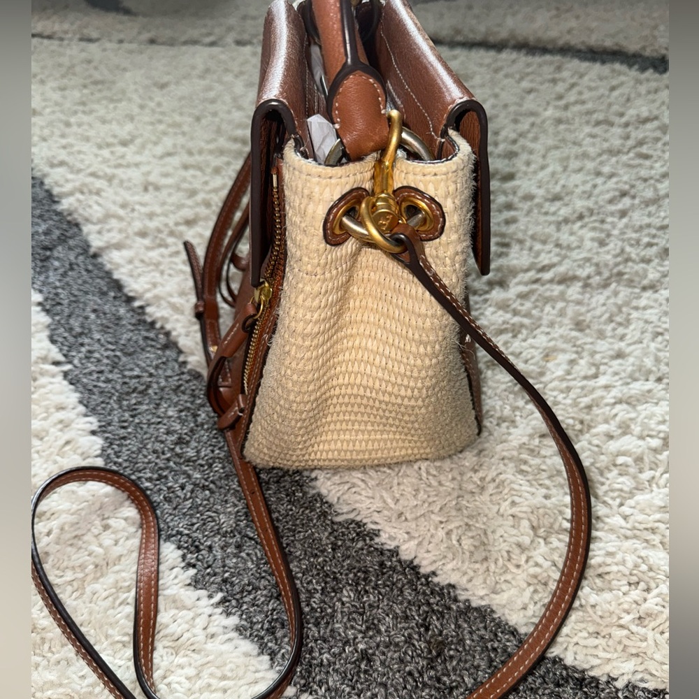 Tory Burch Half Moon straw crossbody bag purse Mini - Picture 14 of 16